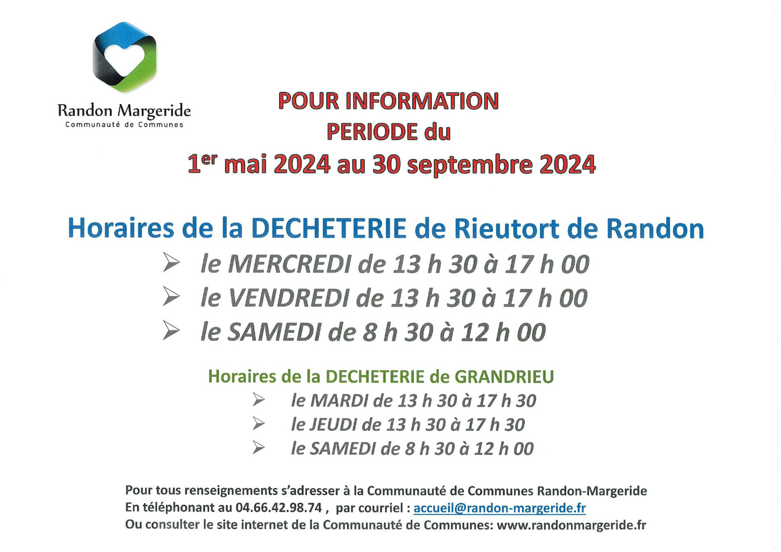 Infos déchetterie randon margeride