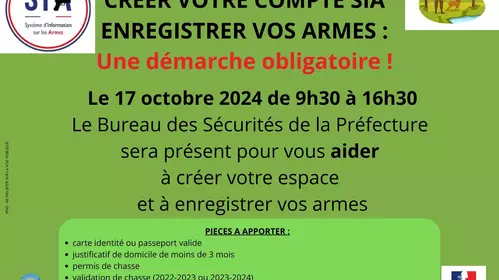 SIA : Enregistrer vos armes 